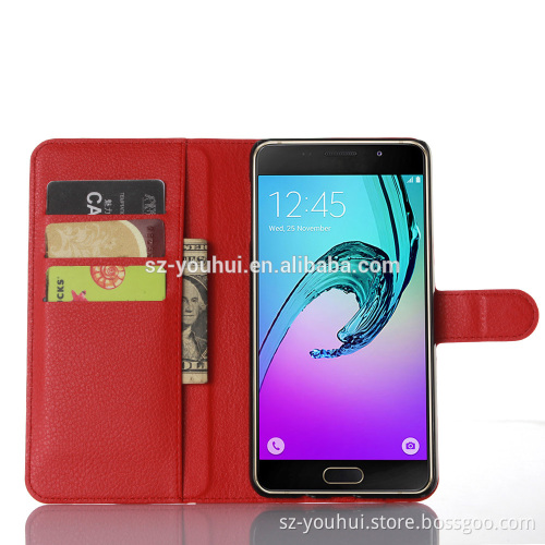 HOT SELLING Luxury Case for Samsung GALAXY A9 PU Lichee Leather Flip Cover with Wallet